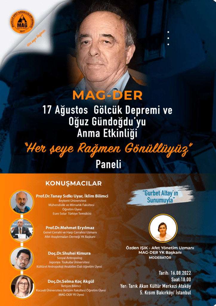 16.08.2022 Herşeye Rağmen Gönüllüyüz Etkinliği Onursal Başkanımız Oğuz Gündoğdu ve 17 Ağustos 1999 Kocaeli-Gölcük Depremi'nde yitirdiğimiz canları anma